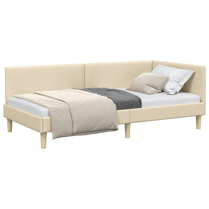 Cornice del letto ad angolo con testiera Crema 100 cm x 200 cm | homemem39
