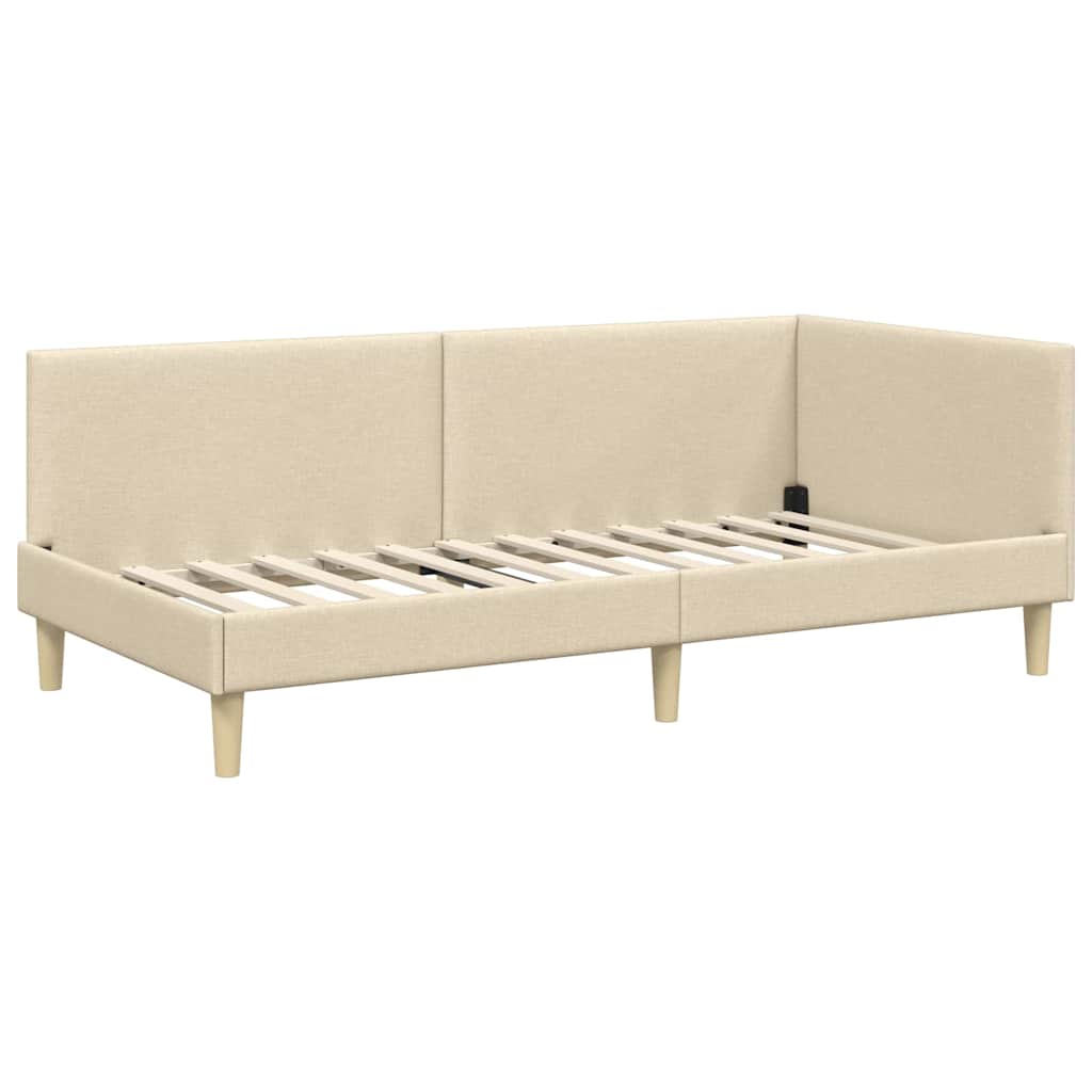 Cornice del letto ad angolo con testiera Crema 100 cm x 200 cm | homemem39