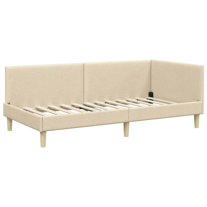 Cornice del letto ad angolo con testiera Crema 100 cm x 200 cm | homemem39