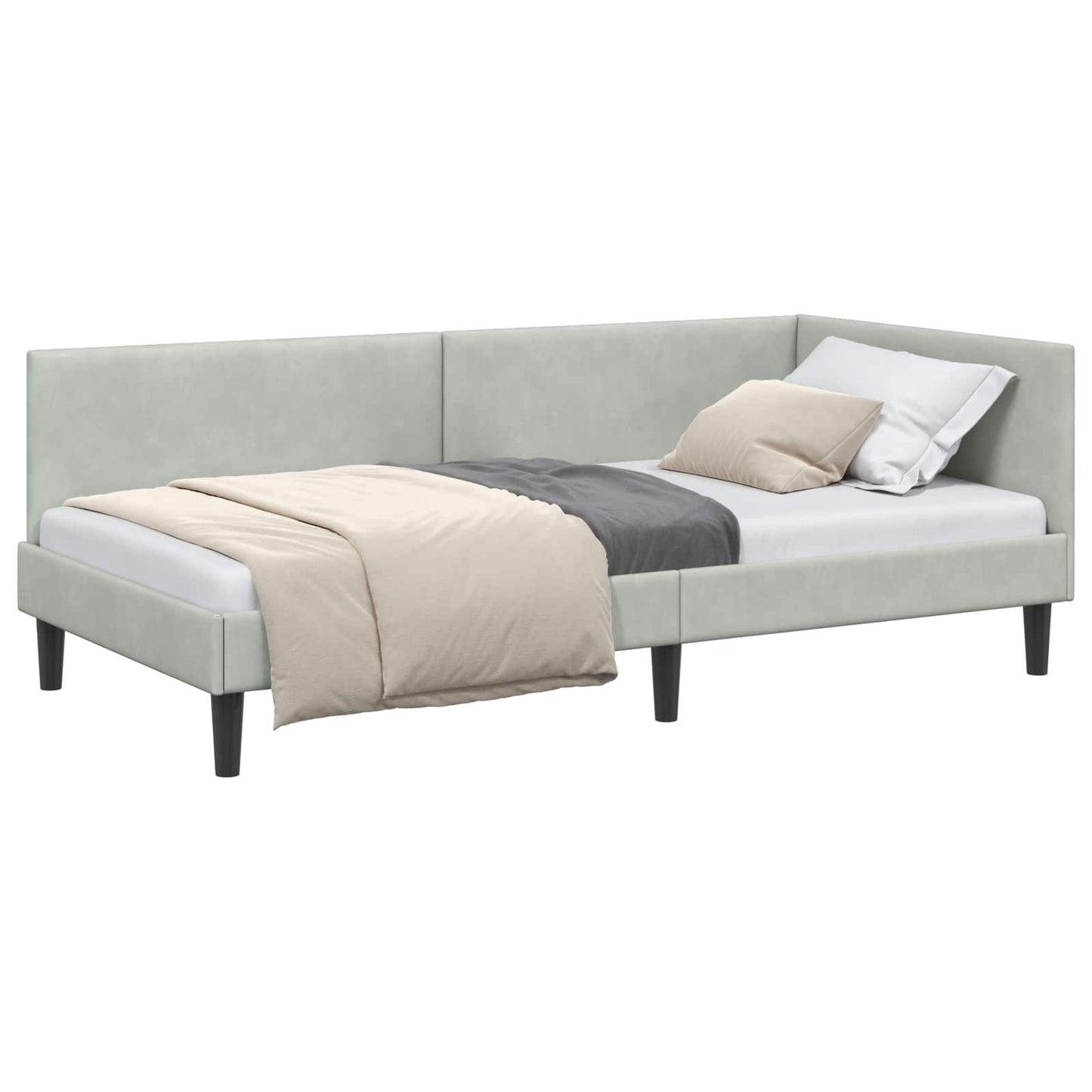Cornice del letto ad angolo Grigio chiaro 80 cm x 200 cm | homemem39