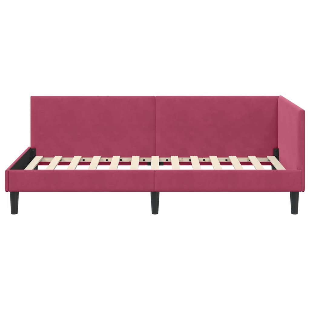 Cornice del letto ad angolo Rosso Vino 80 cm x 200 cm Velluto | homemem39