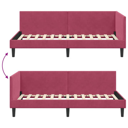 Cornice del letto ad angolo Rosso Vino 80 cm x 200 cm Velluto | homemem39