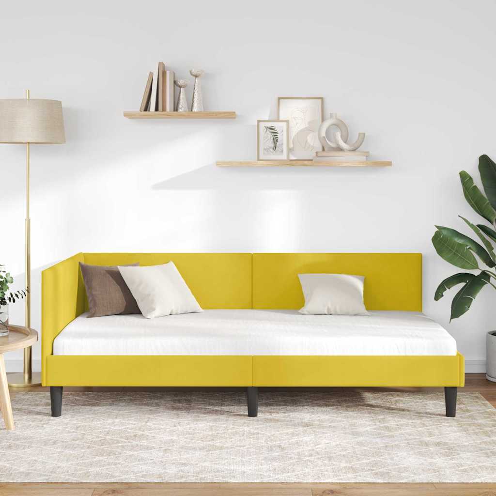 Cornice del letto ad angolo Giallo 80 cm x 200 cm Velluto | homemem39