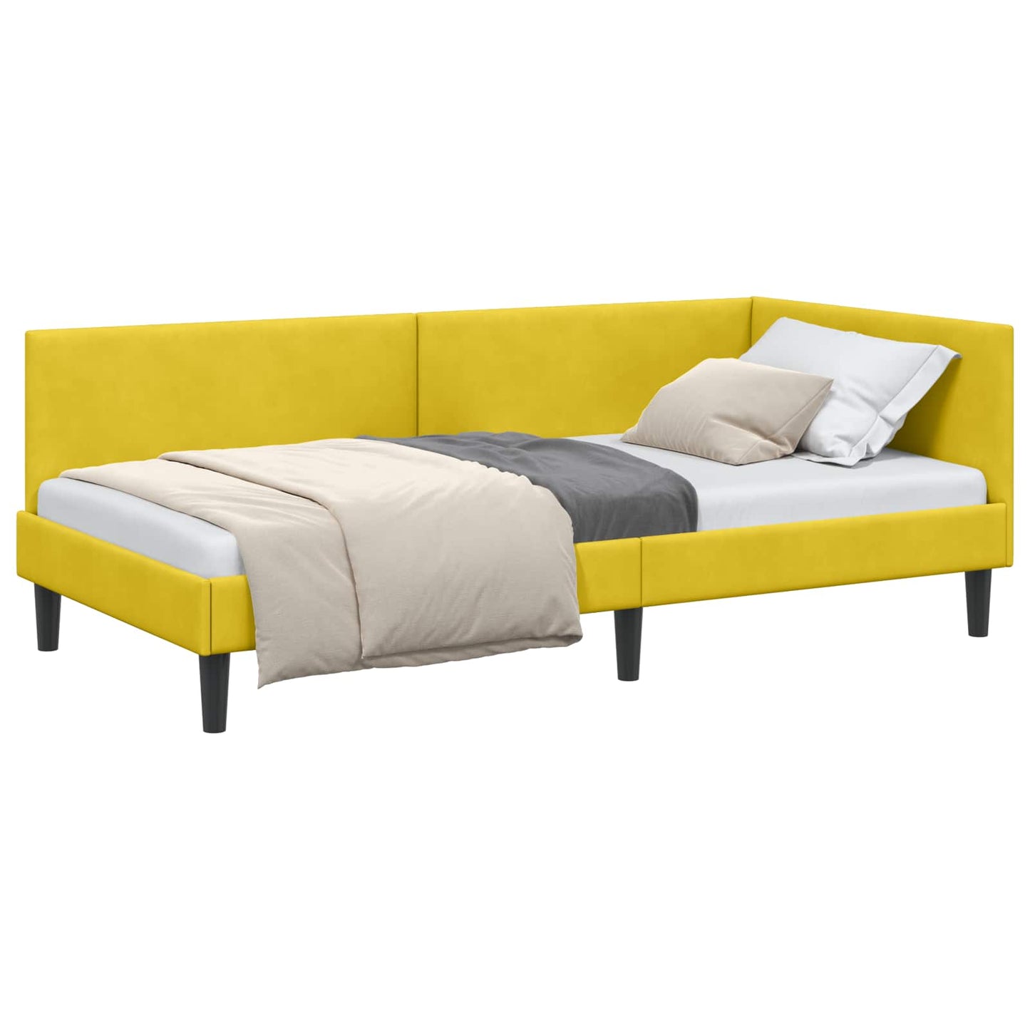 Cornice del letto ad angolo Giallo 80 cm x 200 cm Velluto | homemem39