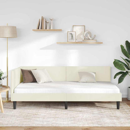 Cornice del letto ad angolo Crema 80 cm x 200 cm Velluto | homemem39