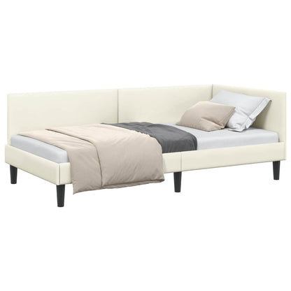 Cornice del letto ad angolo Crema 80 cm x 200 cm Velluto | homemem39