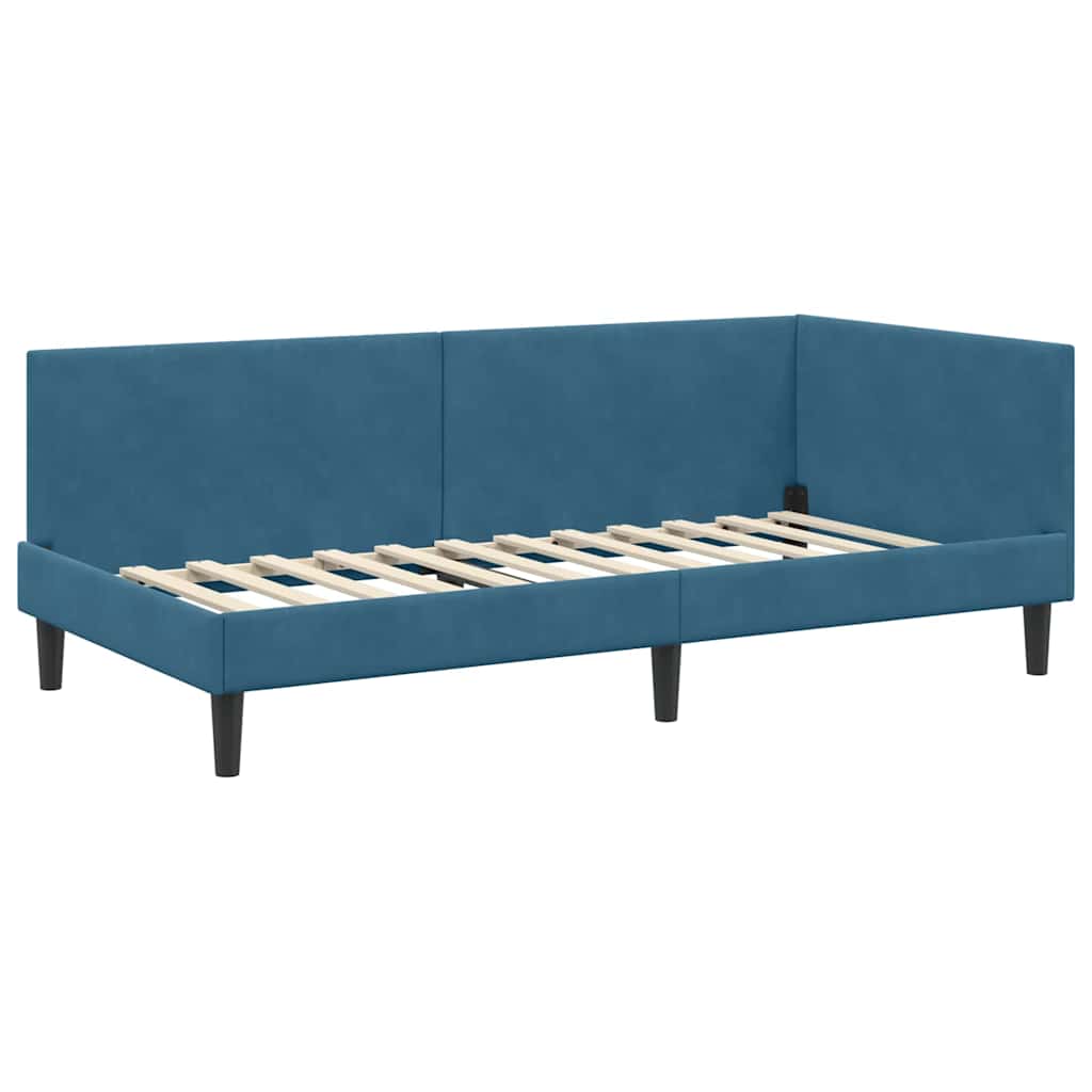 Cornice del letto ad angolo Blu 90 cm x 190 cm Velluto | homemem39