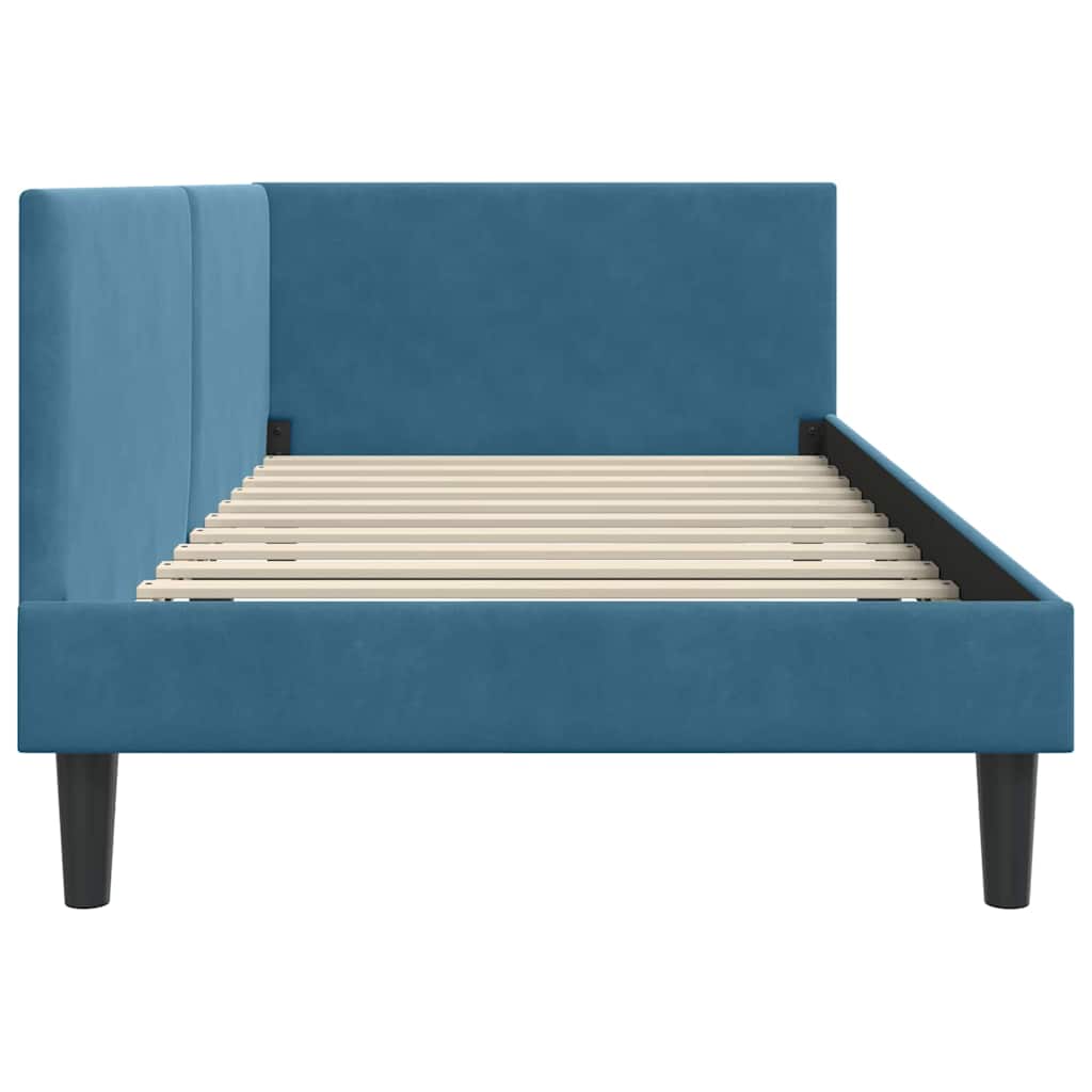 Cornice del letto ad angolo Blu 90 cm x 190 cm Velluto | homemem39