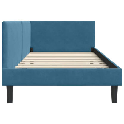 Cornice del letto ad angolo Blu 90 cm x 190 cm Velluto | homemem39