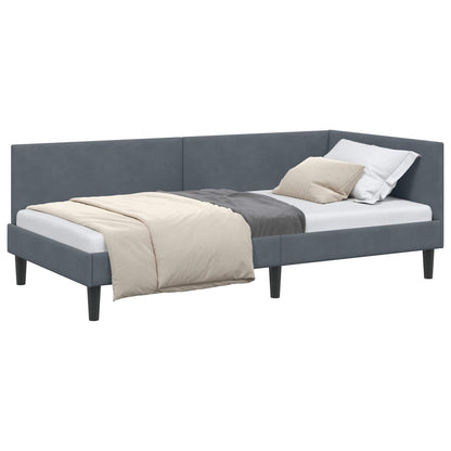 Cornice del letto ad angolo Grigio scuro 90 cm x 190 cm Velluto | homemem39