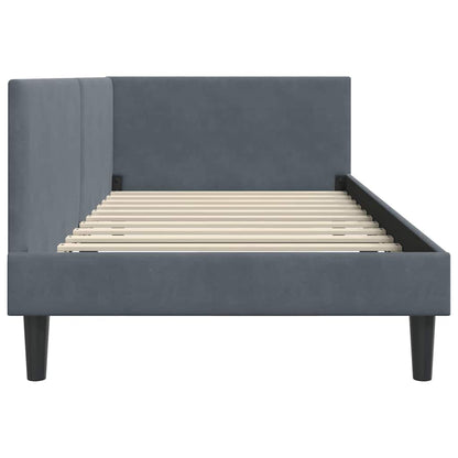 Cornice del letto ad angolo Grigio scuro 90 cm x 190 cm Velluto | homemem39