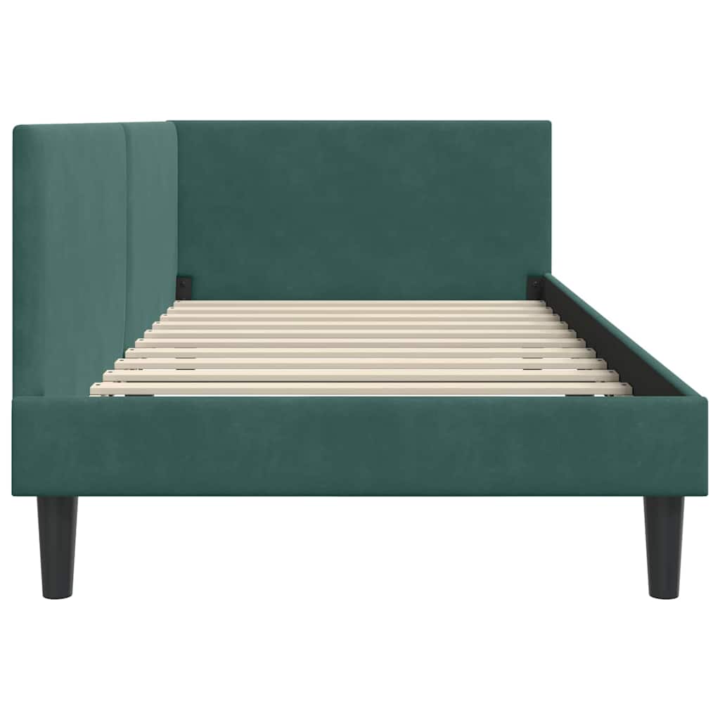 Cornice del letto ad angolo Verde Scuro 90 cm x 190 cm Velluto | homemem39