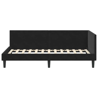 Cornice del letto ad angolo Nero 90 cm x 190 cm Velluto | homemem39