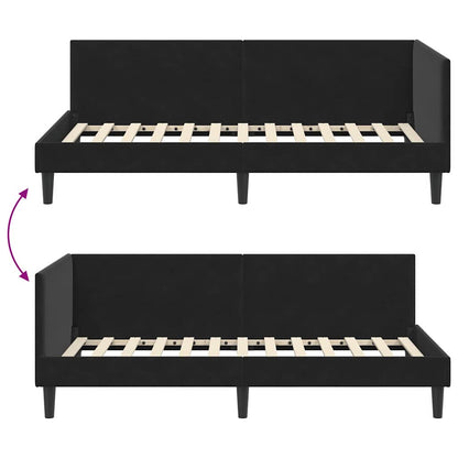 Cornice del letto ad angolo Nero 90 cm x 190 cm Velluto | homemem39