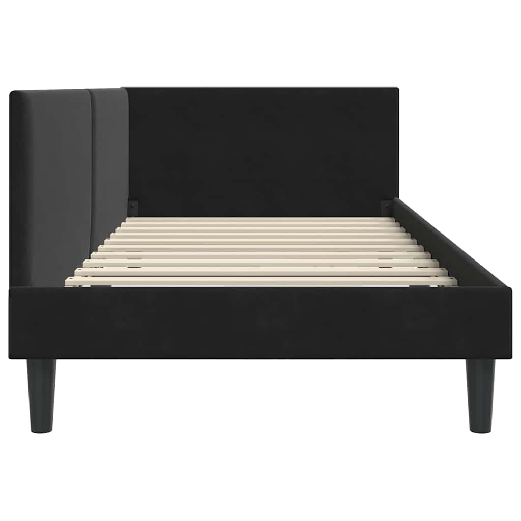Cornice del letto ad angolo Nero 90 cm x 190 cm Velluto | homemem39