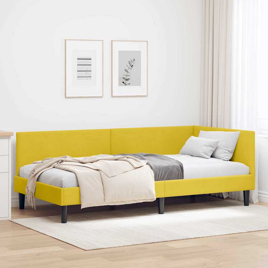 Cornice del letto ad angolo Giallo 90 cm x 190 cm Velluto | homemem39