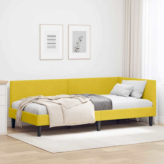 Cornice del letto ad angolo Giallo 90 cm x 190 cm Velluto | homemem39