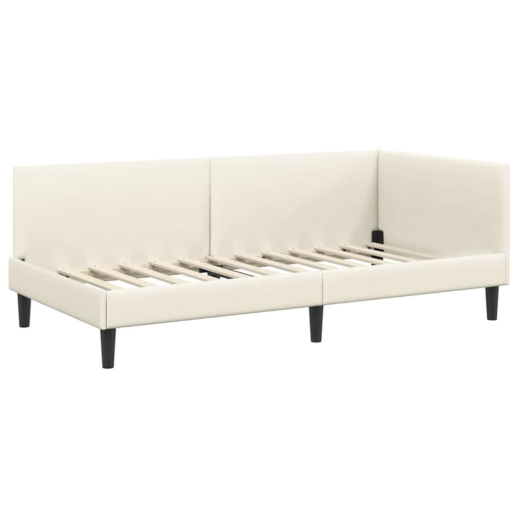 Cornice del letto ad angolo Crema 90 cm x 190 cm Velluto | homemem39