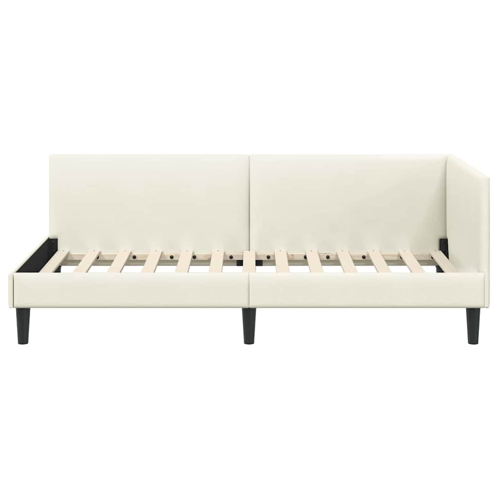 Cornice del letto ad angolo Crema 90 cm x 190 cm Velluto | homemem39