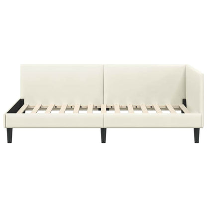Cornice del letto ad angolo Crema 90 cm x 190 cm Velluto | homemem39
