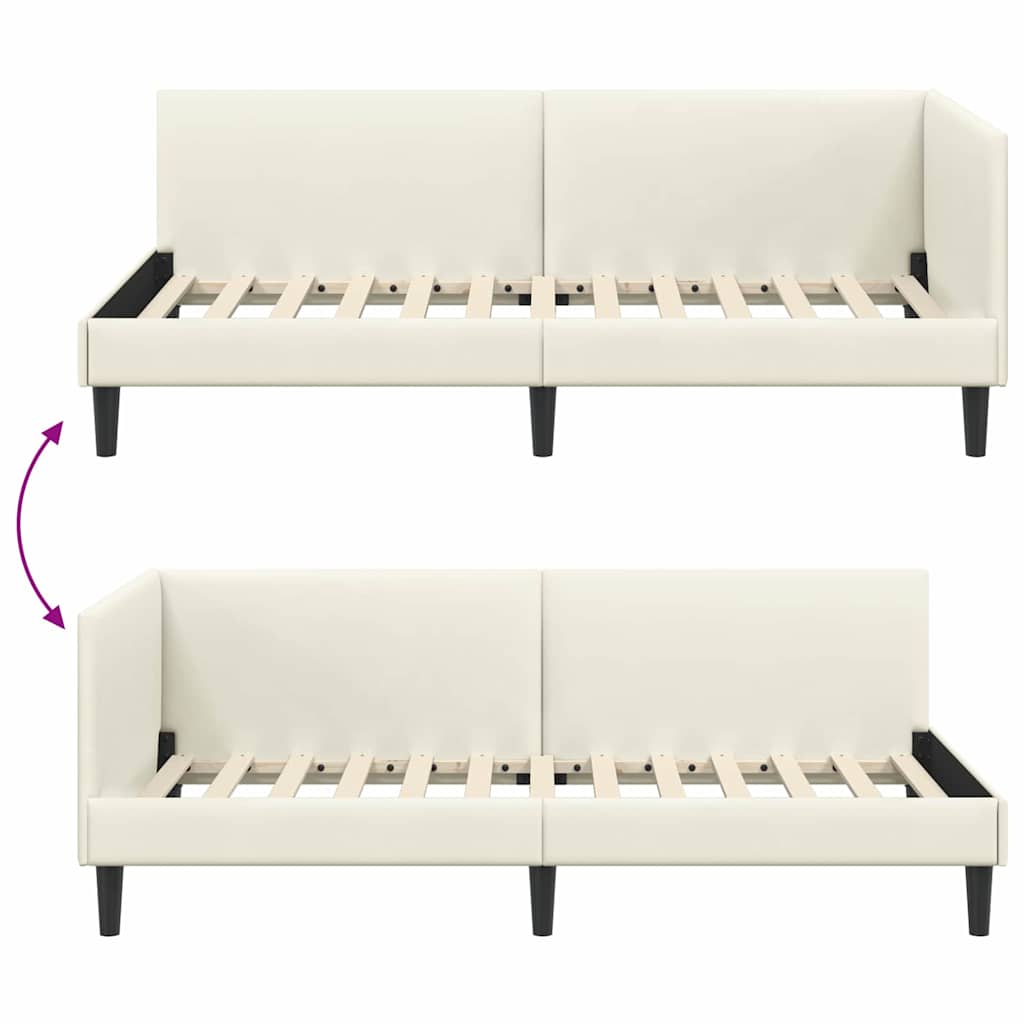 Cornice del letto ad angolo Crema 90 cm x 190 cm Velluto | homemem39