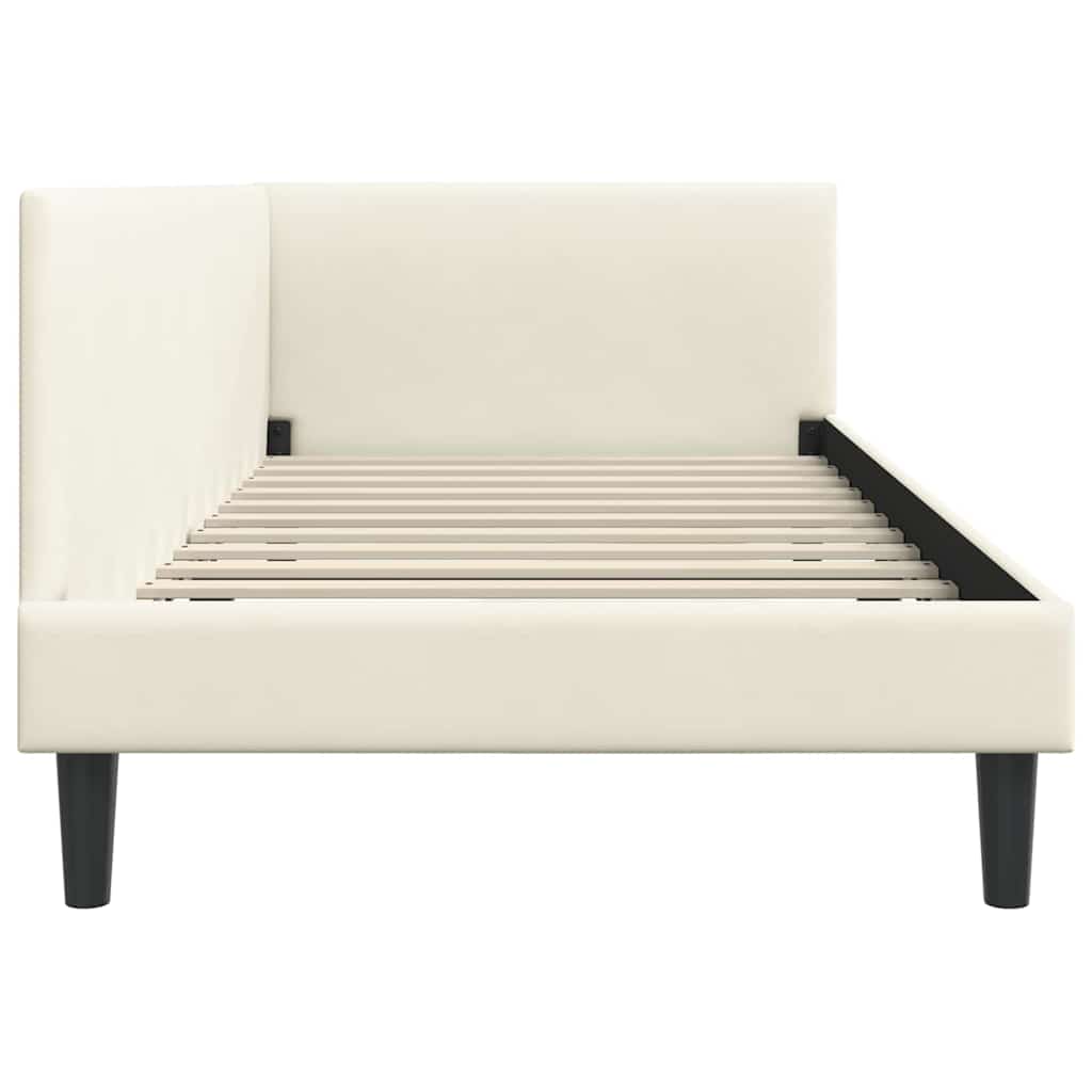 Cornice del letto ad angolo Crema 90 cm x 190 cm Velluto | homemem39