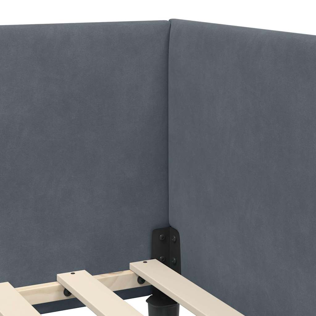 Cornice del letto ad angolo Grigio scuro 90 cm x 200 cm Velluto | homemem39