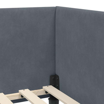 Cornice del letto ad angolo Grigio scuro 90 cm x 200 cm Velluto | homemem39
