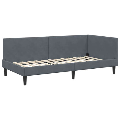 Cornice del letto ad angolo Grigio scuro 90 cm x 200 cm Velluto | homemem39