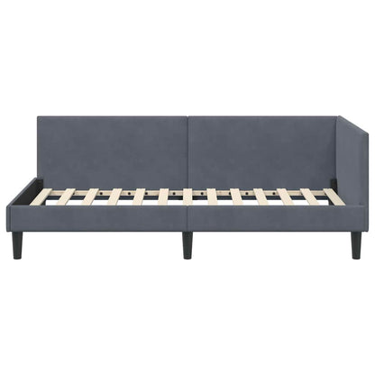 Cornice del letto ad angolo Grigio scuro 90 cm x 200 cm Velluto | homemem39