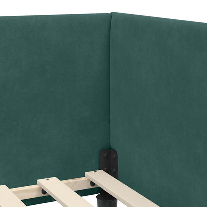 Cornice del letto ad angolo Verde Scuro 90 cm x 200 cm Velluto | homemem39