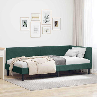 Cornice del letto ad angolo Verde Scuro 90 cm x 200 cm Velluto | homemem39