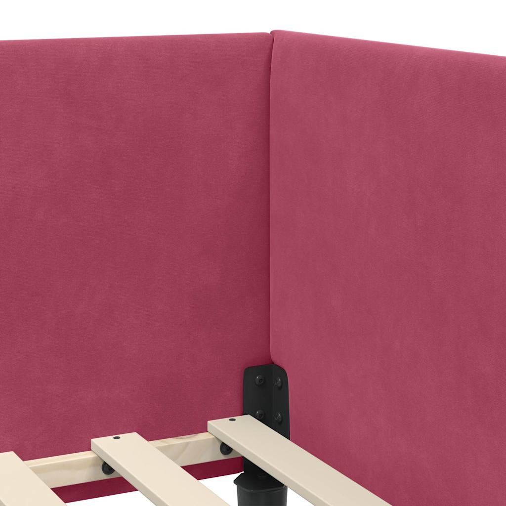 Cornice del letto ad angolo Rosso Vino 90 cm x 200 cm Velluto | homemem39
