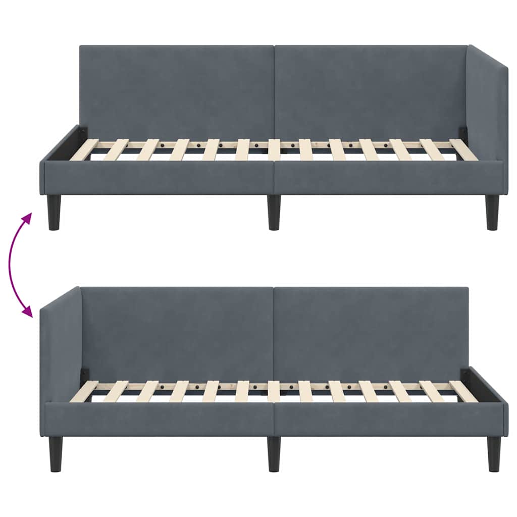 Cornice del letto ad angolo Grigio scuro 100 cm x 200 cm | homemem39