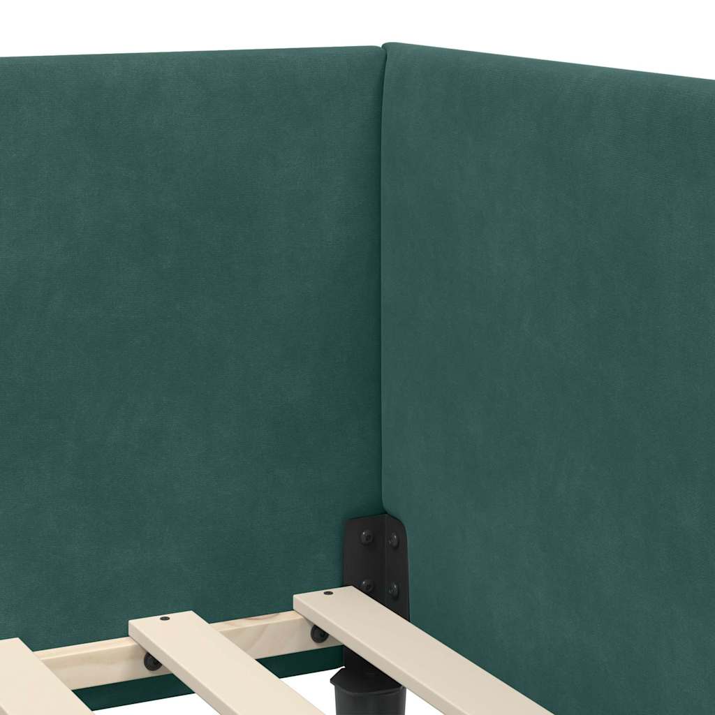 Cornice del letto ad angolo Verde Scuro 100 cm x 200 cm Velluto | homemem39