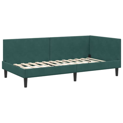 Cornice del letto ad angolo Verde Scuro 100 cm x 200 cm Velluto | homemem39