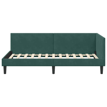 Cornice del letto ad angolo Verde Scuro 100 cm x 200 cm Velluto | homemem39