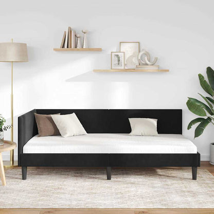 Cornice del letto ad angolo Nero 100 cm x 200 cm Velluto | homemem39
