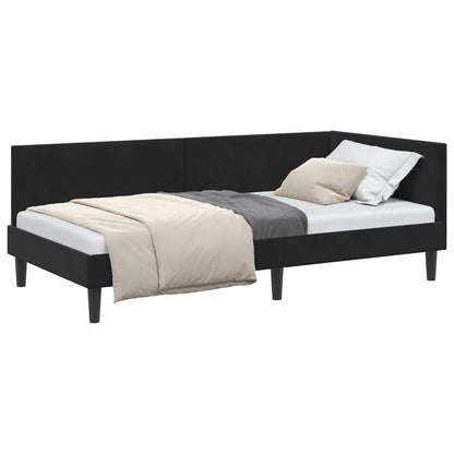 Cornice del letto ad angolo Nero 100 cm x 200 cm Velluto | homemem39