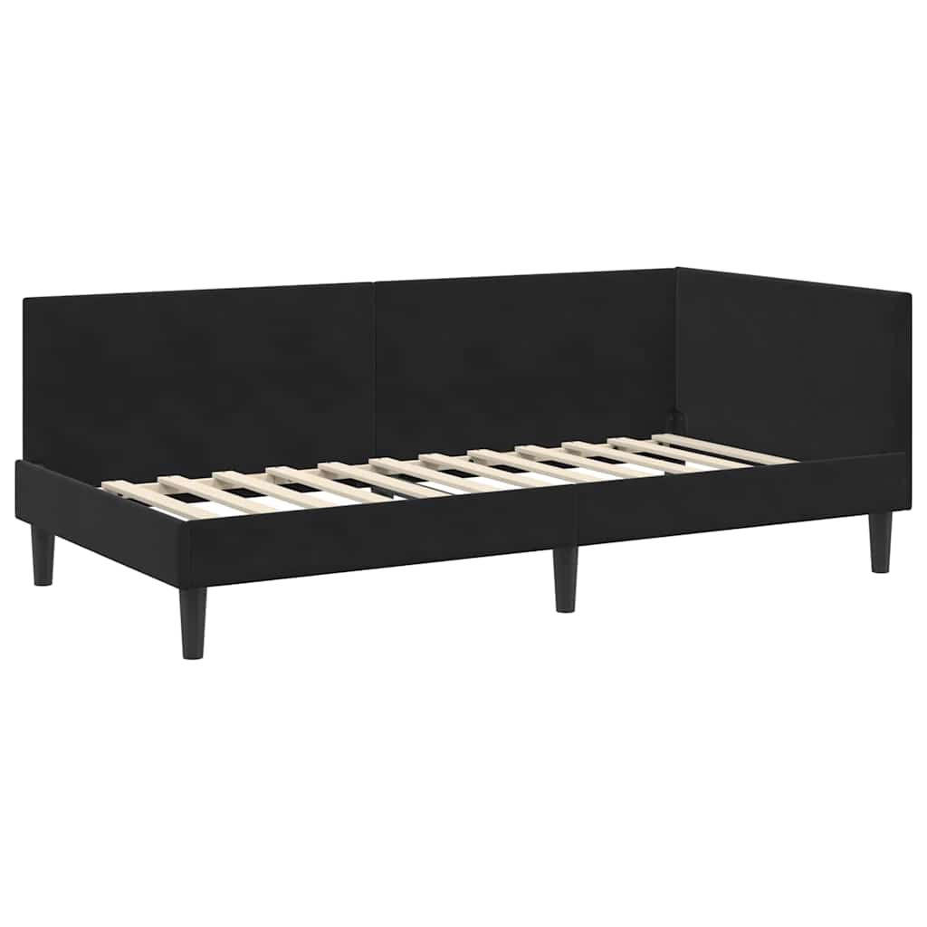 Cornice del letto ad angolo Nero 100 cm x 200 cm Velluto | homemem39