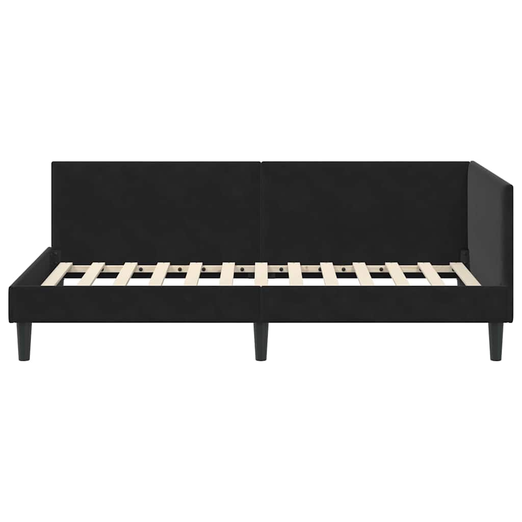 Cornice del letto ad angolo Nero 100 cm x 200 cm Velluto | homemem39