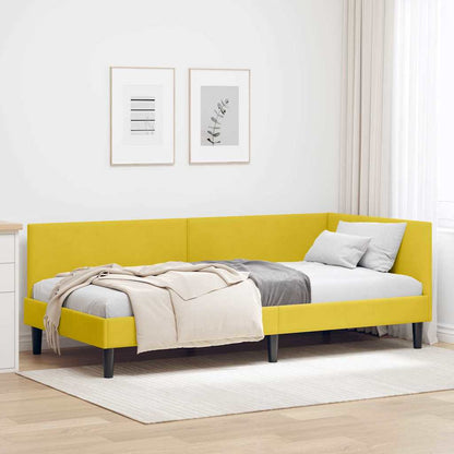 Cornice del letto ad angolo Giallo 100 cm x 200 cm Velluto