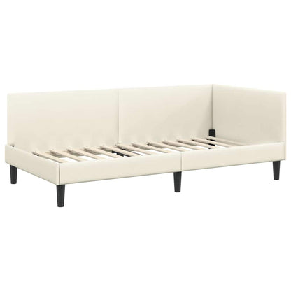 Cornice del letto ad angolo Crema 100 cm x 200 cm Velluto | homemem39