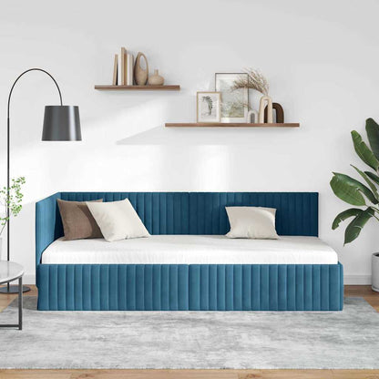 Cornice del letto ad angolo Blu 80 cm x 200 cm Velluto | homemem39