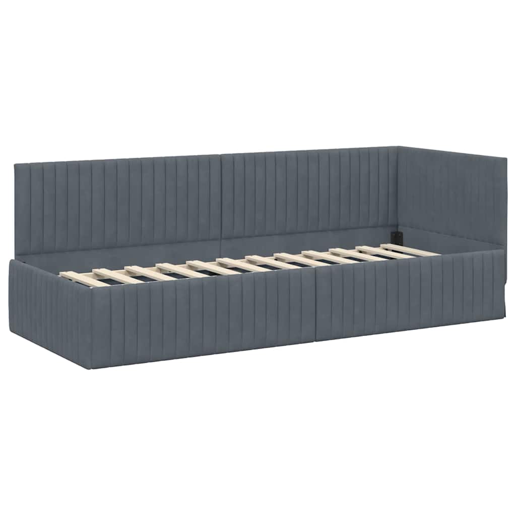 Cornice del letto ad angolo Grigio scuro 80 cm x 200 cm Velluto | homemem39