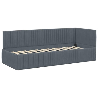 Cornice del letto ad angolo Grigio scuro 80 cm x 200 cm Velluto | homemem39