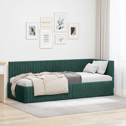 Cornice del letto ad angolo Verde Scuro 80 cm x 200 cm Velluto | homemem39