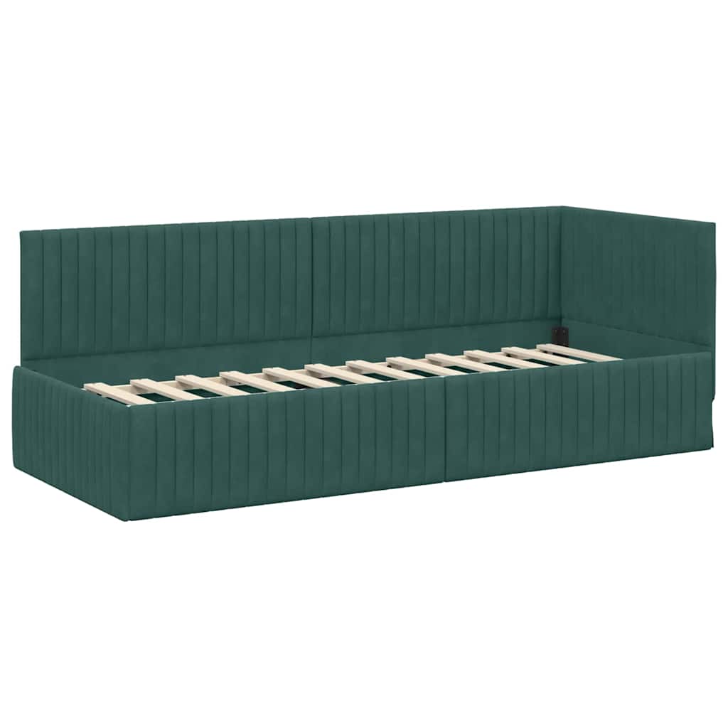 Cornice del letto ad angolo Verde Scuro 80 cm x 200 cm Velluto | homemem39