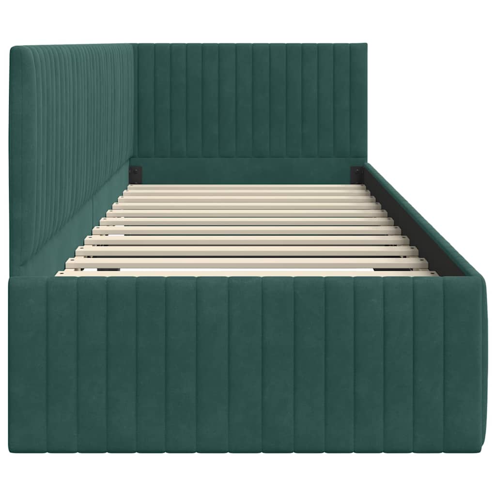 Cornice del letto ad angolo Verde Scuro 80 cm x 200 cm Velluto | homemem39