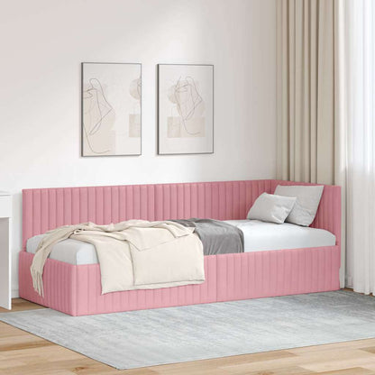 Cornice del letto ad angolo Rosa 80 cm x 200 cm Velluto | homemem39